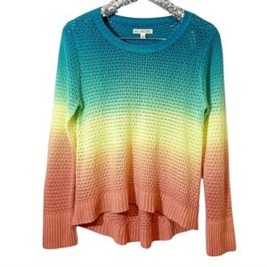 Billabong Women's Crochet Ombre Sweater Open Knit Size M/L Colourful